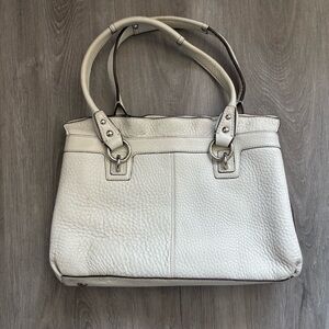 COACH F14686 Penelope Cream White Pebbled Leather Double Handle Shoulder Purse